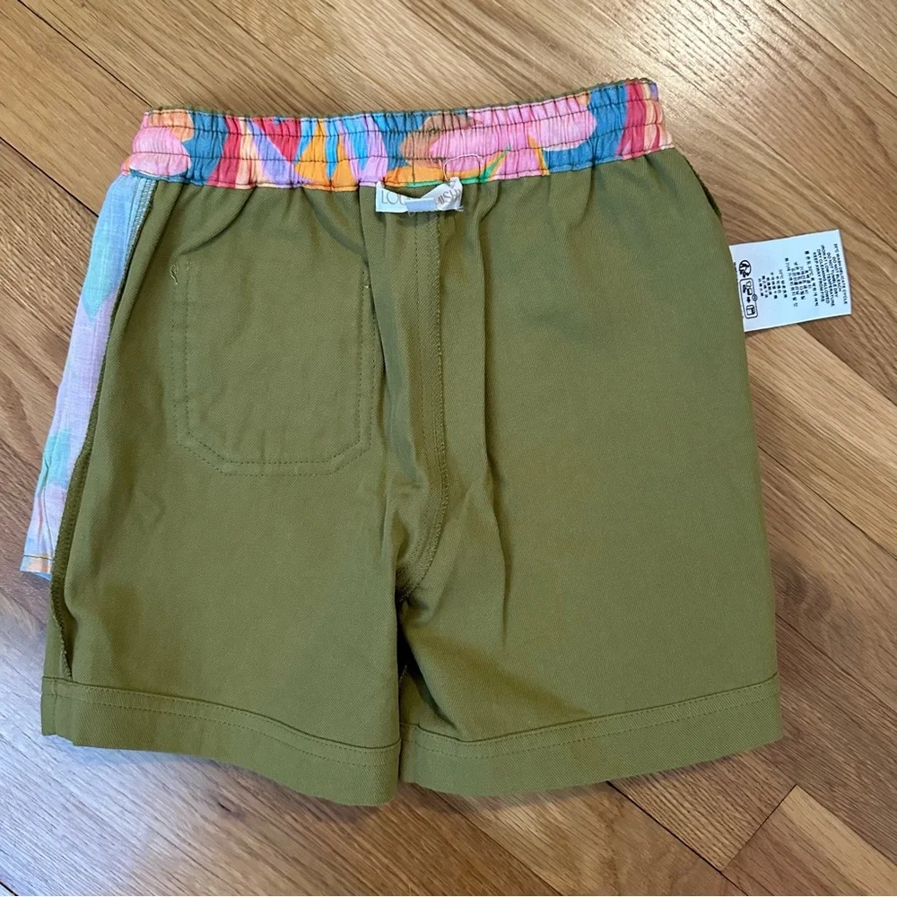 Louise Misha Paris Designer Boys 3T Bermuda Obiki Khaki Green Shorts Embroidered